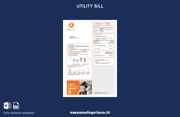 modello di versione word della bolletta energetica Alinta Energy in stile verifi